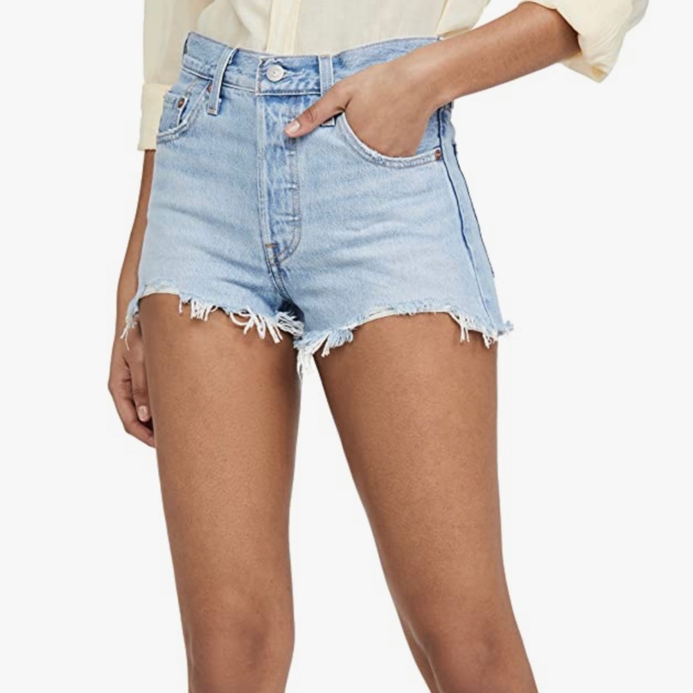 Levi’s 501 distressed button fly cutoff shorts
